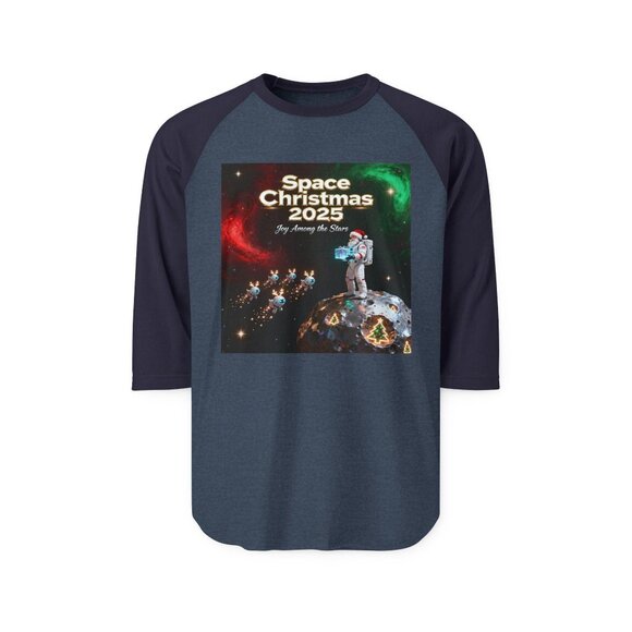 Space Christmas Raglan Shirt: Unisex Holiday Tee, Geeky Style - Picture 1 of 1